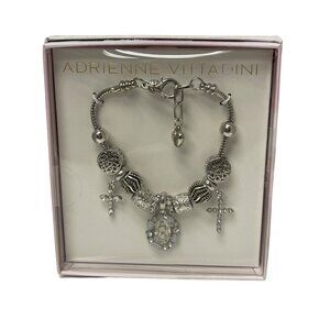 Adrienne Vittadini Silver Cross Mary Charm Bracelet Women's Jewlery